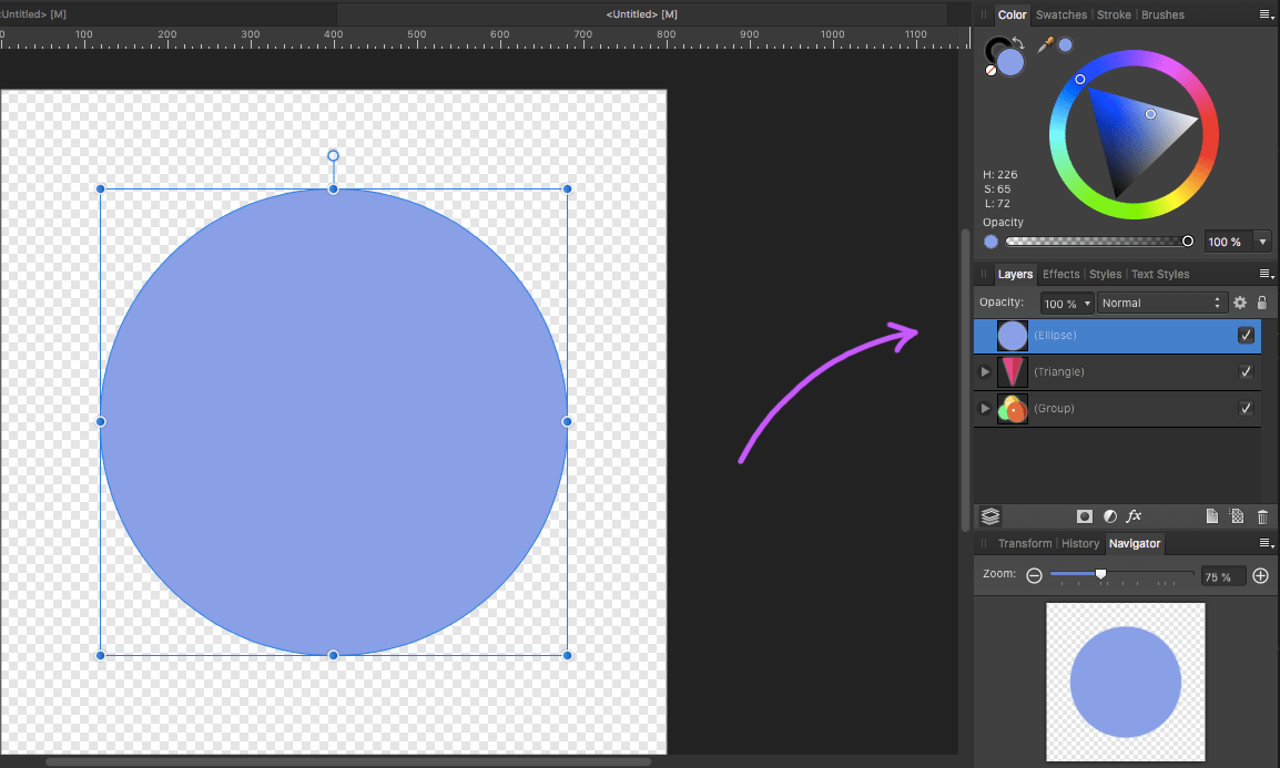 affinity designer ice cream icon draw circle