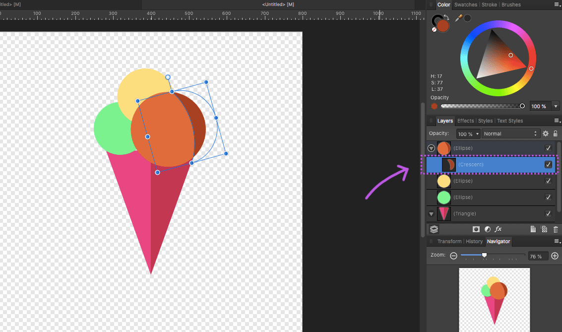 affinity designer clip ice ream crescent