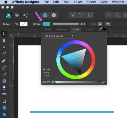 affinity designer line colour