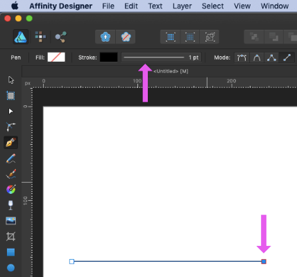 affinity designer line end point