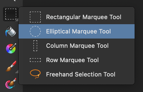 affinity photo elliptical marqee tool