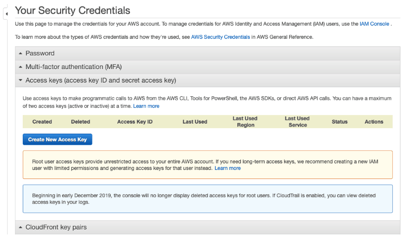 aws create new access keys