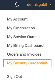 aws dropdown menu