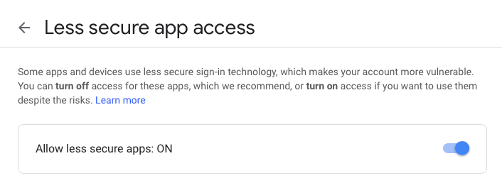 gmail less seure app access